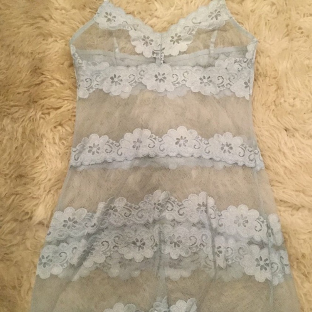 Blue Y2K Lace Top with flowers